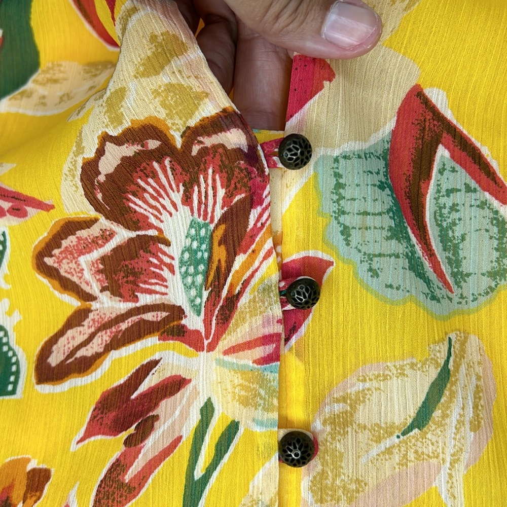 Anthropologie Yellow Floral Button-Up Blouse - Picture 11 of 15
